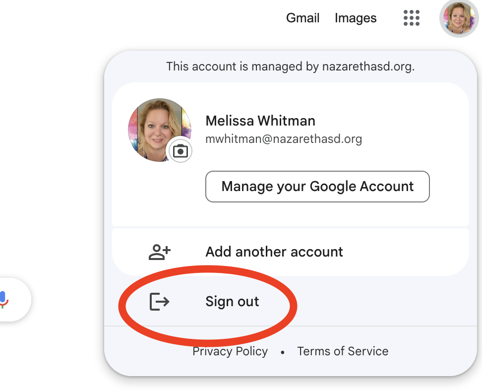 sign out of Google